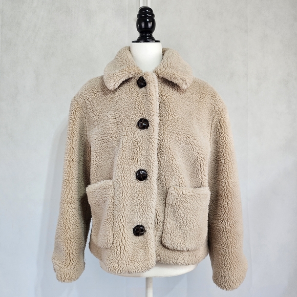 Zara Sherpa Teddy Coat Size S - Picture 2 of 7